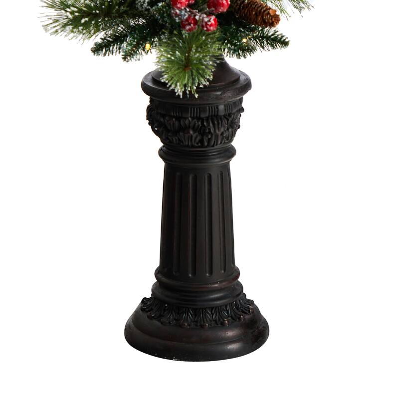 5' Berries and Pinecone LED Lighted Christmas Lamp Post