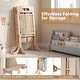 preview thumbnail 10 of 8, Gymax Foldable Toddler Step Stool Wooden Kitchen Standing Tower w/ - Natural