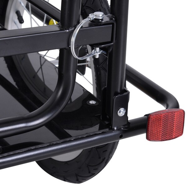 Aosom Folding Bike Cargo Trailer Cart with Seat Post Hitch Black 