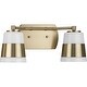 preview thumbnail 1 of 9, Haven Collection Two-Light Vintage Brass Opal Glass Luxe Industrial Bath Light - 16 in x 6.75 in x 7 in 16 in x 6.75 in x 7 in