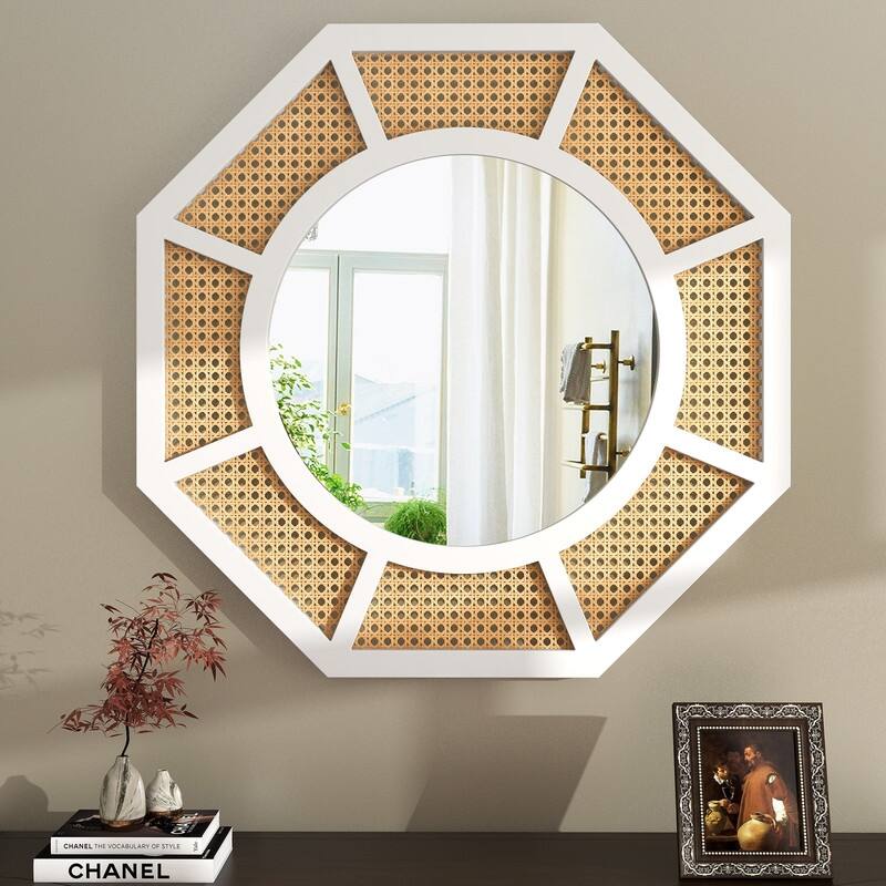 Rattan Wall Mirror Boho Mirror - 24"×24"