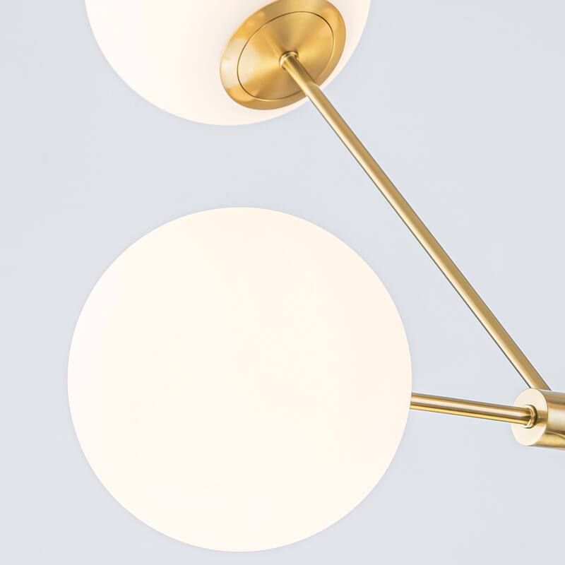 6-Light Mid-Century Modern Brass and Glass Globe Sputnik Chandelier for Living Room - 6 Light