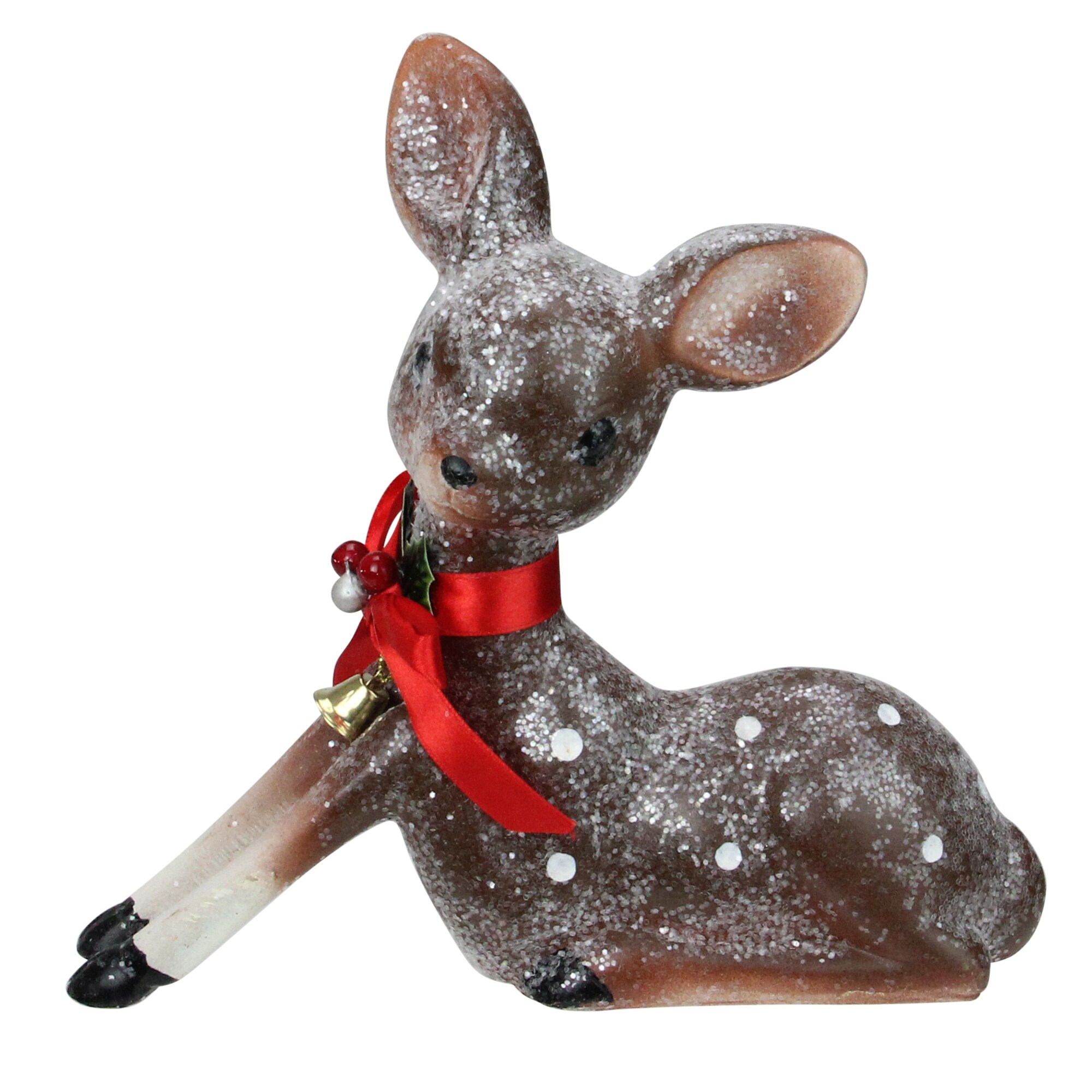 Shop 7 5 Brown And White Spotted Glitter Reindeer Table Top