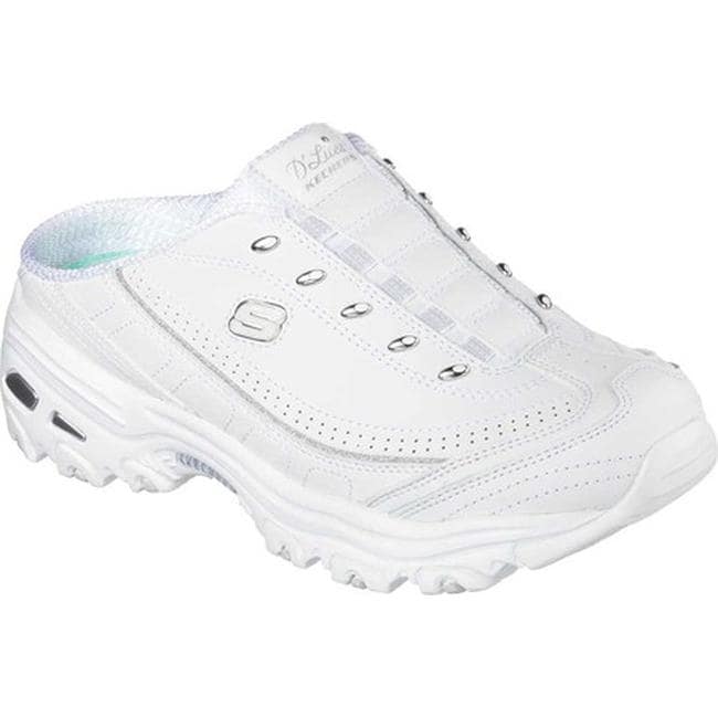 slip on skechers white