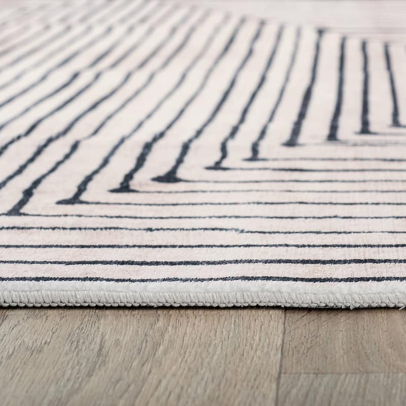 World Rug Gallery Bohemian Stripes Washable Non Slip Area Rug