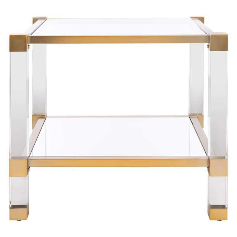 SAFAVIEH Couture Raelene Bronze Brass Acrylic End Table - 24Wx24Dx22H