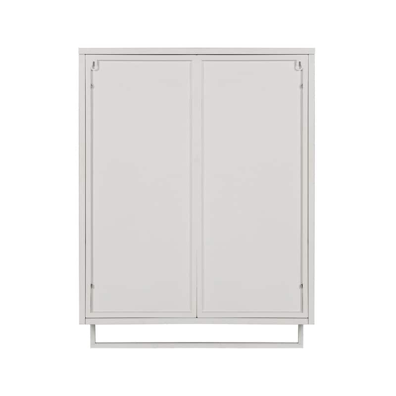23.62" Modern Fluted Glass Wall Cabinet with Two Doors, Open Shelf & Towel Rack