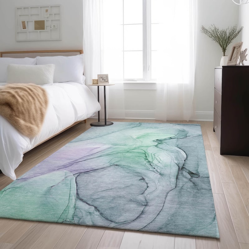 Premium Washable Super Soft Abstract Contemporary Mayfield Rug - Blue - 10' x 14' - Rectangle