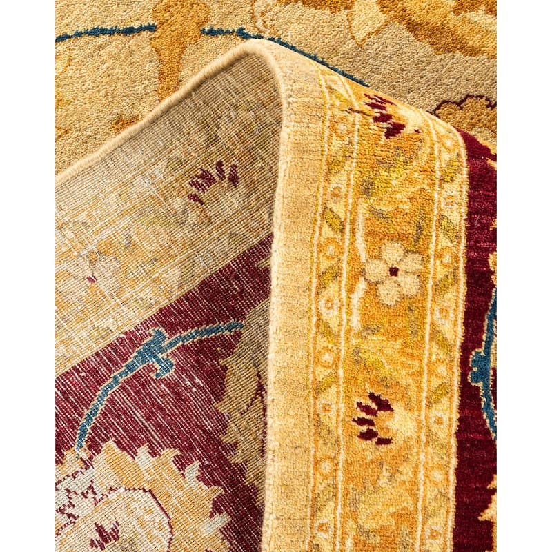Overton Handknotted Wool Traditional Oriental Yellow Area Rug - 8' x 10'