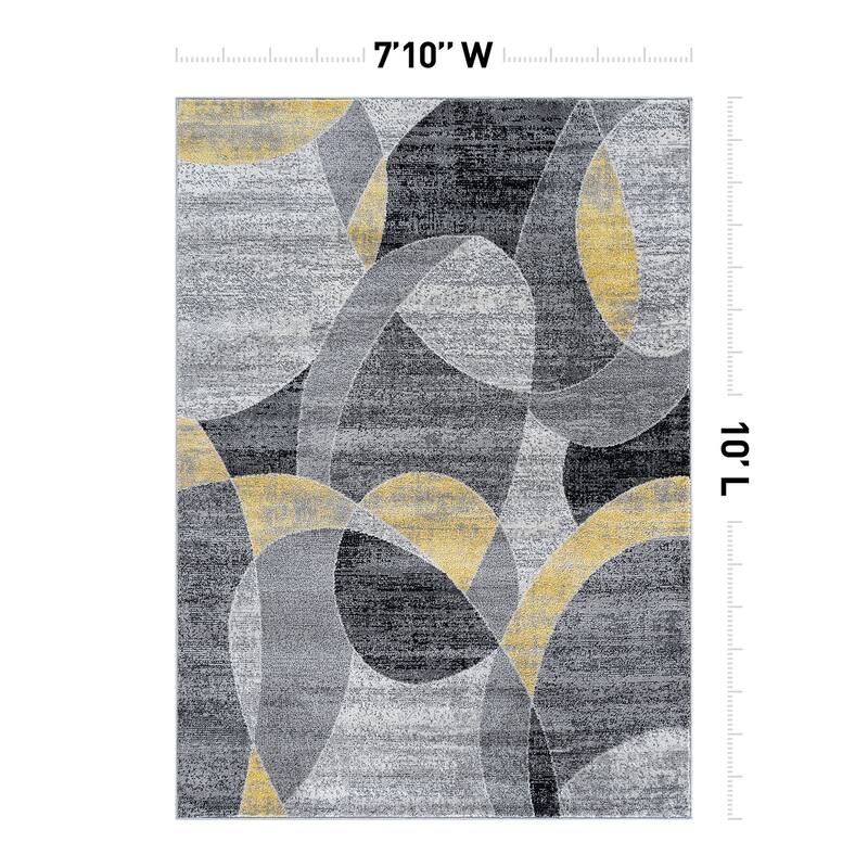 Contemporary Distressed Circle Area Rug