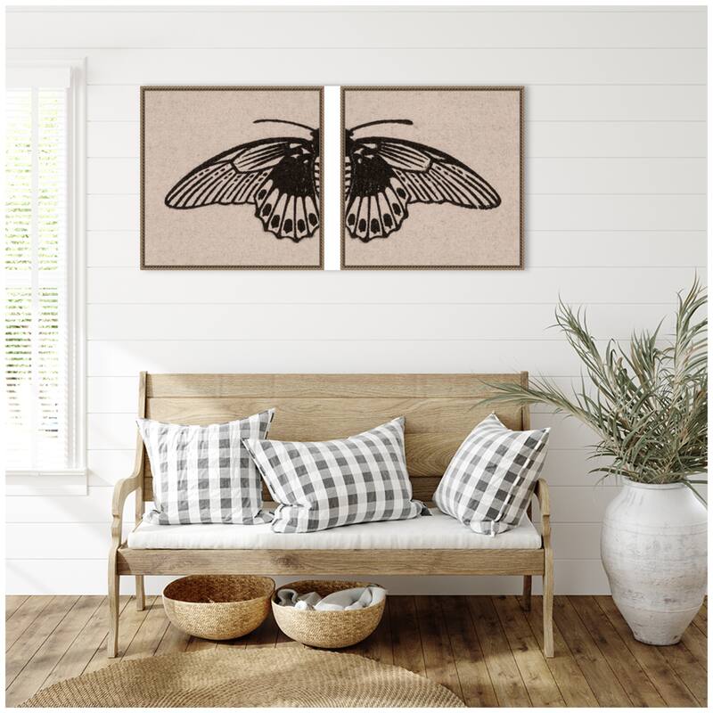 Kate and Laurel Vlinder 1901 Julie de Graag No. 1 & No. 2 2 Piece Framed Canvas Wall Art Set by Nostalgia Prints