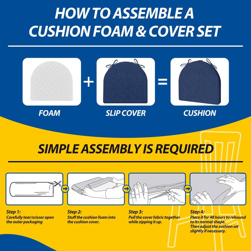 AAAAAcessories 17 in. X 16 in.Indoor Strap Non-slip Chair Cushion for Multi-scenario Setups (2 Pack) - N/A