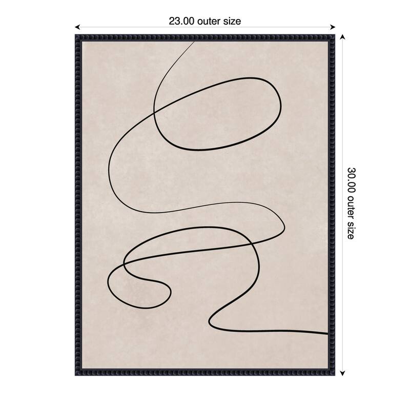 Black Line and Textured Beige Background by Little Dean Framed Canvas Wall Art Print - 23 x 30 in