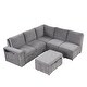 preview thumbnail 47 of 58, L Shaped Polyester Sectional Sofa with USB Ports and Cup Holders