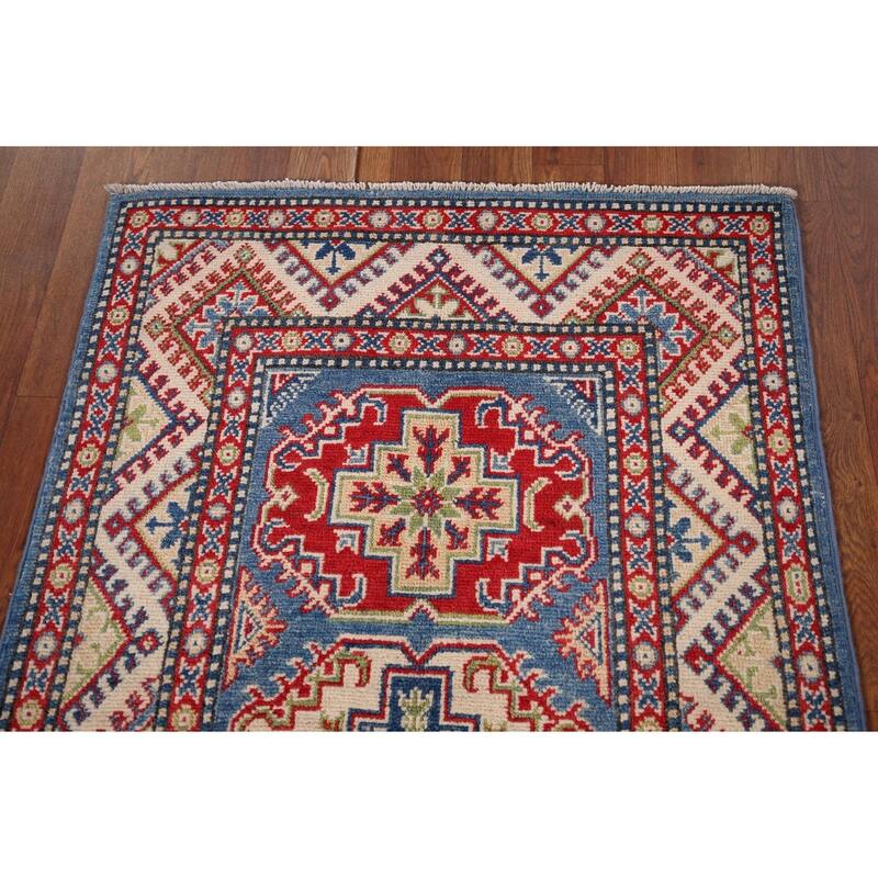 Blue Kazak Foyer Rug Handmade Wool Carpet - 2'6" x 4'4"