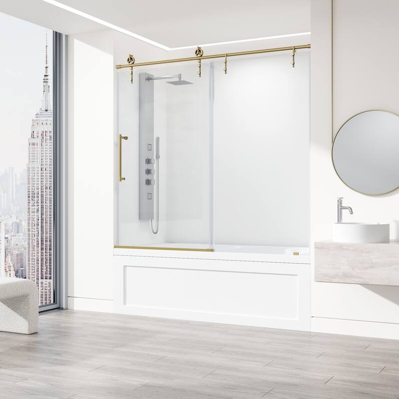 VIGO Hamilton 56" to 60" W x 68" H Frameless Sliding Tub Door