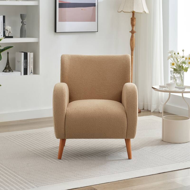 Soft fabric lounge chair with solid wood legs