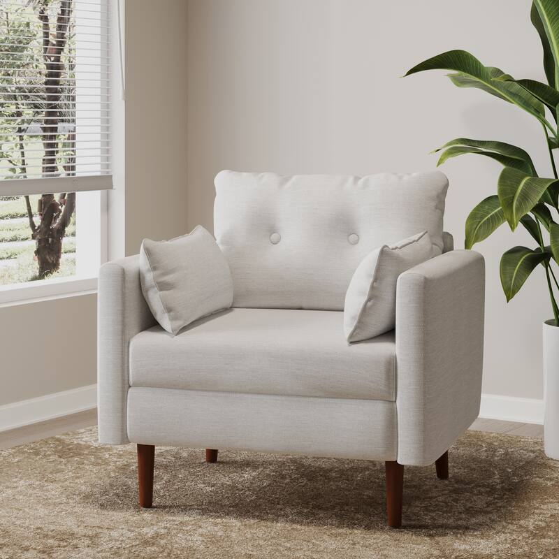 34.5" Upholstered Club Chair with Pillows