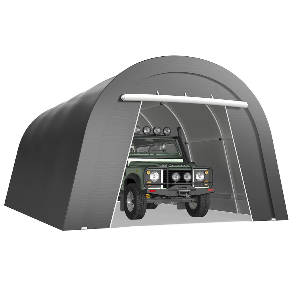 13' x 20'Portable Domed Carport with 2 Roll-up Doors