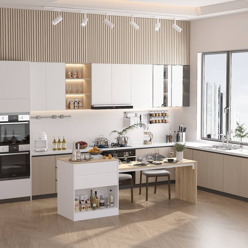Kitchen Island Spacious Workspace for Dining Cooking and Storage Table