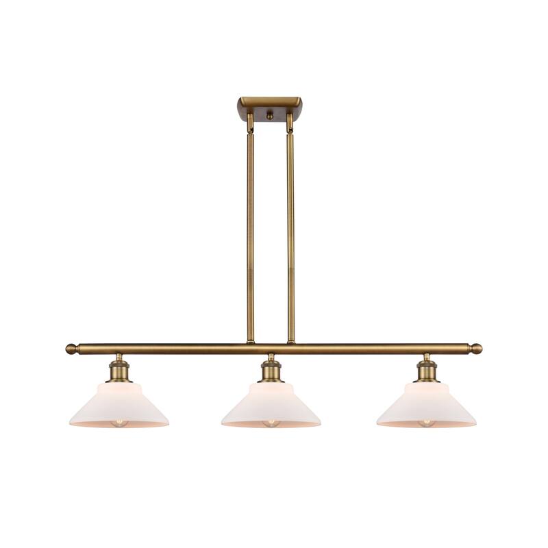 Innovations Lighting Orwell 3 Light 36" Wide Linear Chandelier - Brushed Brass / Matte White