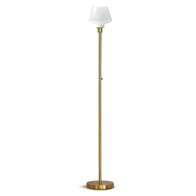 Cafe 71"H LED Dimmable Glass Shade Torchiere Floor Lamp with LED Bulb - Brass/WhiteGlassShade