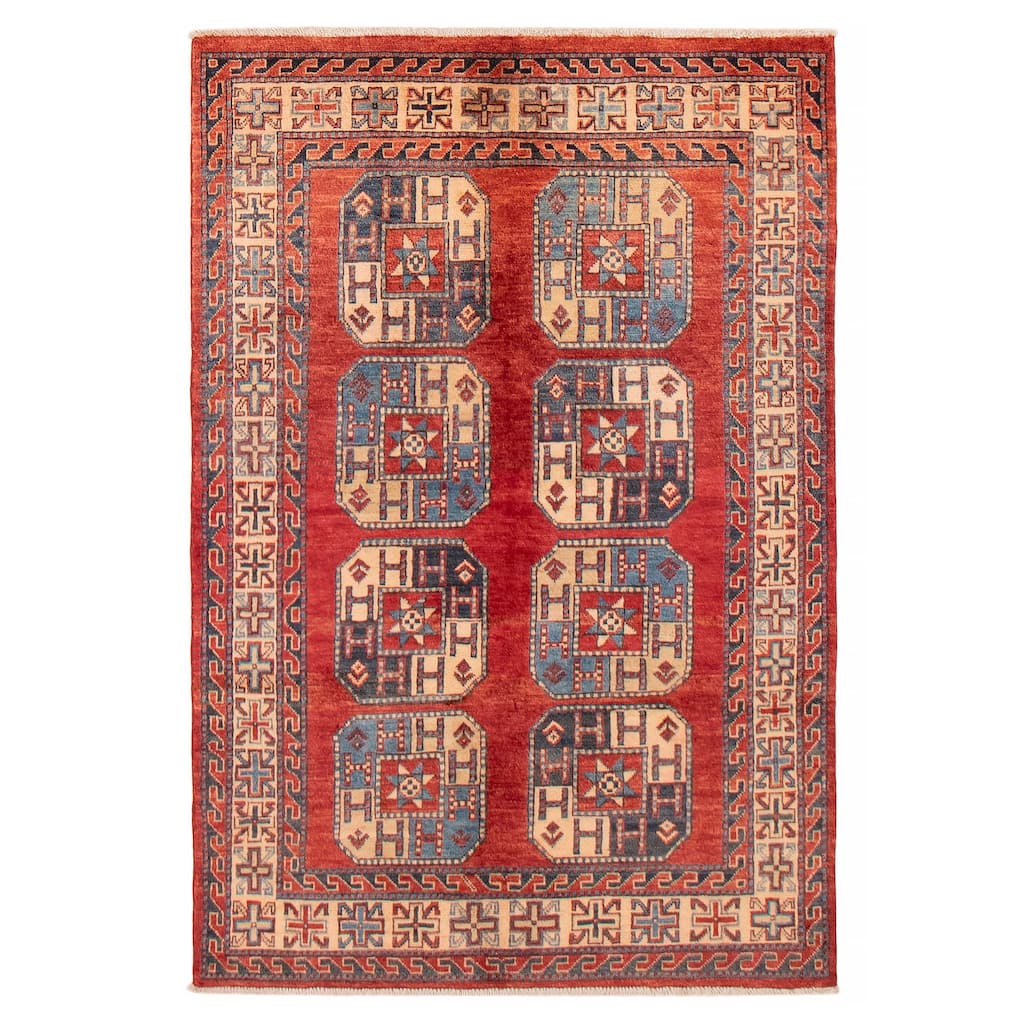ECARPETGALLERY Hand-knotted Uzbek Ghazni Red Wool Rug - 3'10 x 5'9