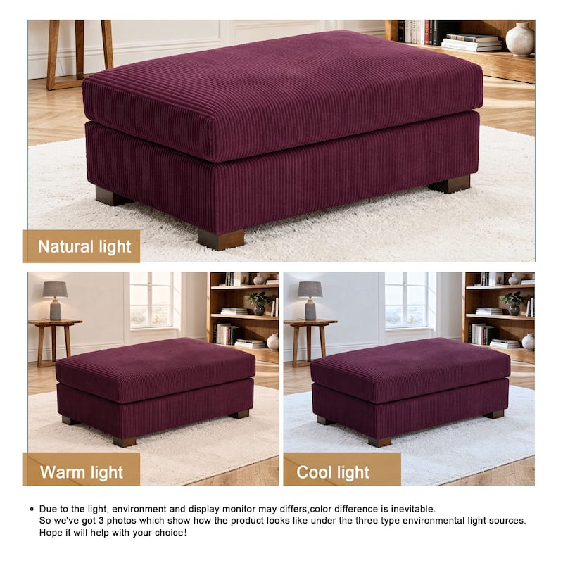 Modern Rectangle Oversized Stripe Corduroy Ottoman