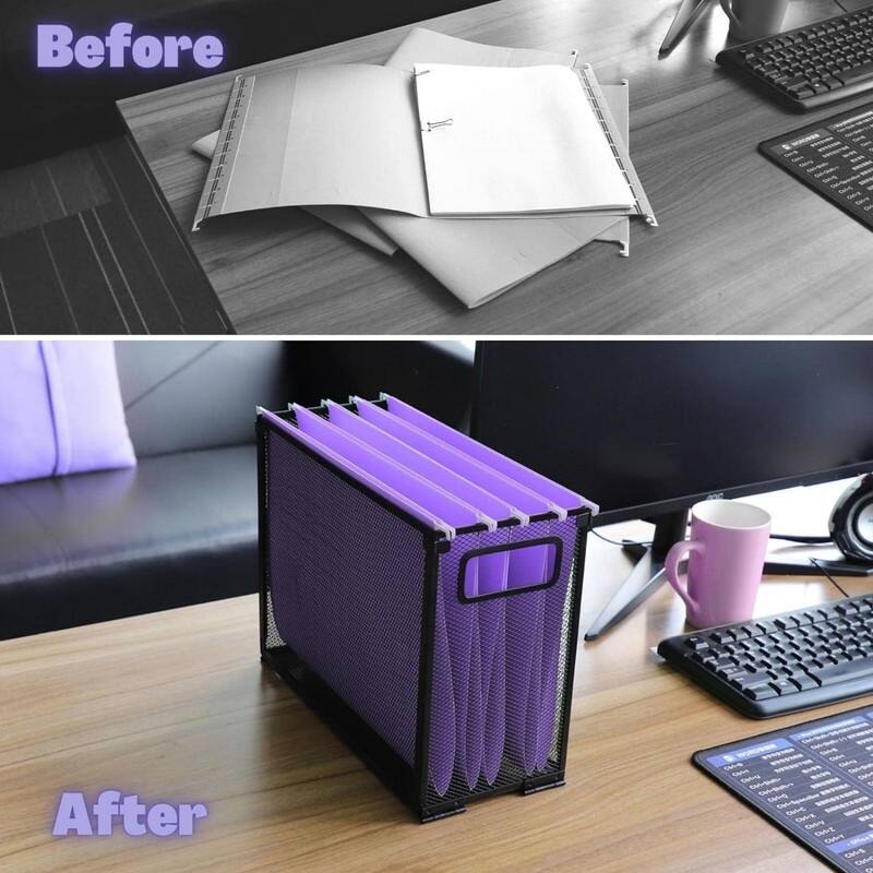 2Pack Mesh Hanging File Folder Organizer(Black)