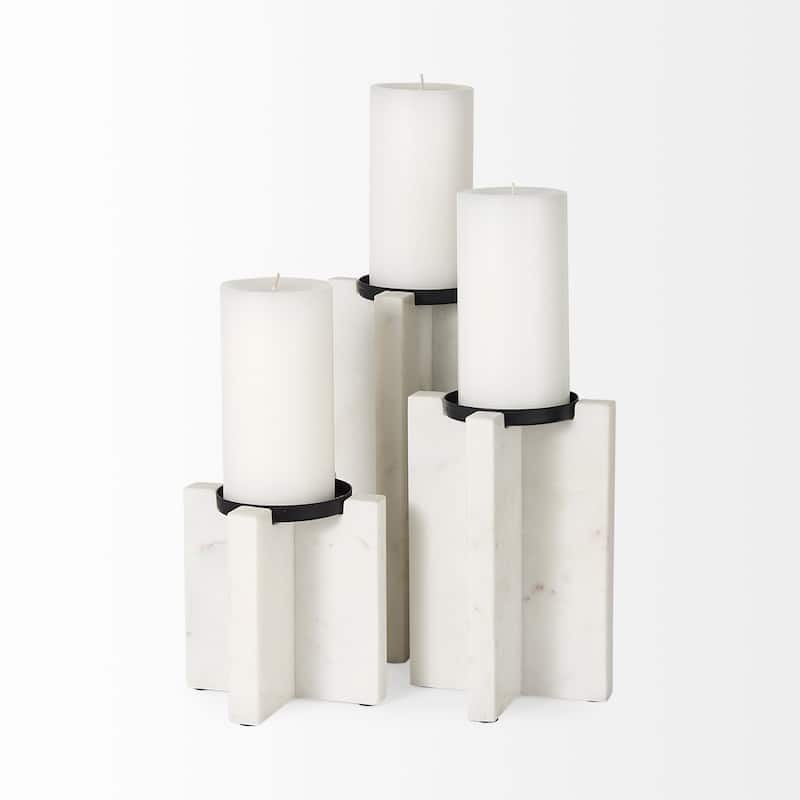 Sophia 5.5"L x 3.5"W x 10.5"H Marble Candle Holder Large