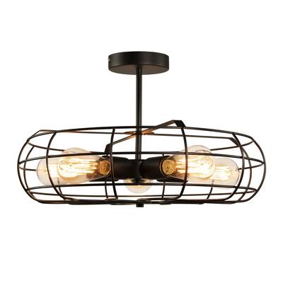 Mira 5 Light Flush Mount Ceiling Light - Black