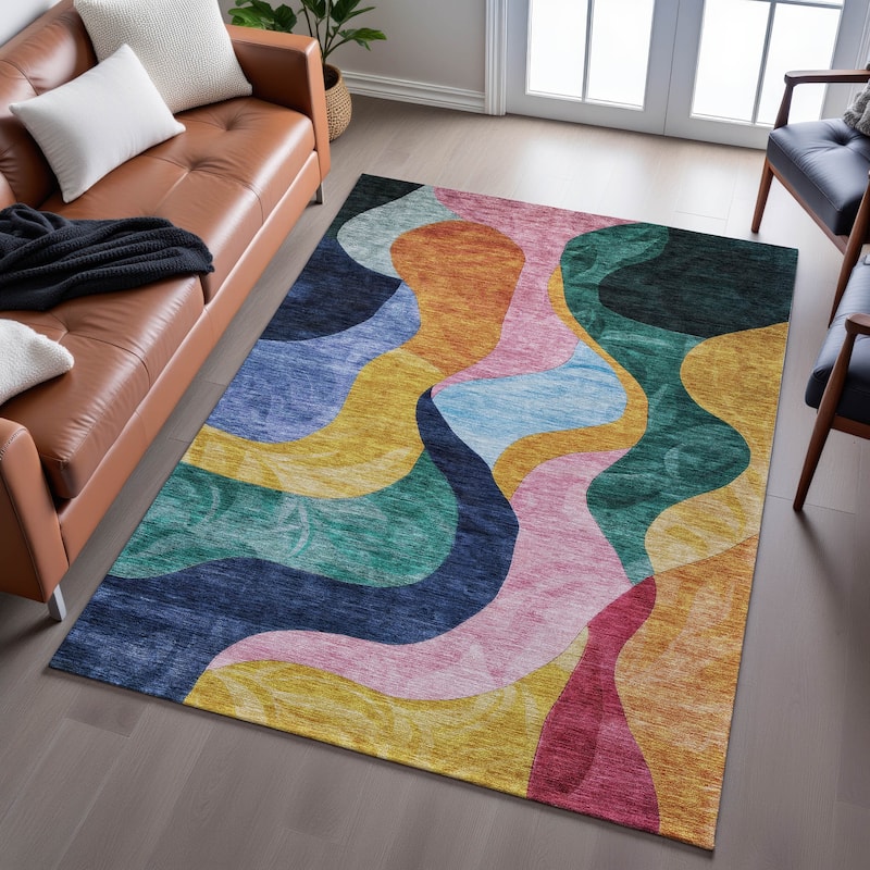 Premium Washable Super Soft Contemporary Abstract Mayfield Rug
