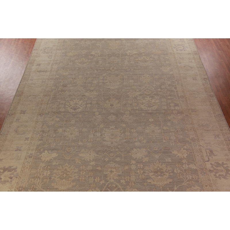 Vegetable Dye Brown Oushak Turkish Large Rug Handmade Wool Carpet - 13'0" x 19'0"