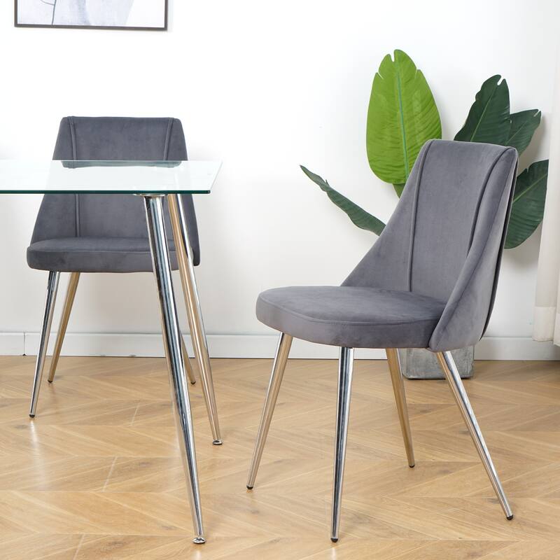 Set of 4 Modern Velvet Upholstered Accent Dining Chairs