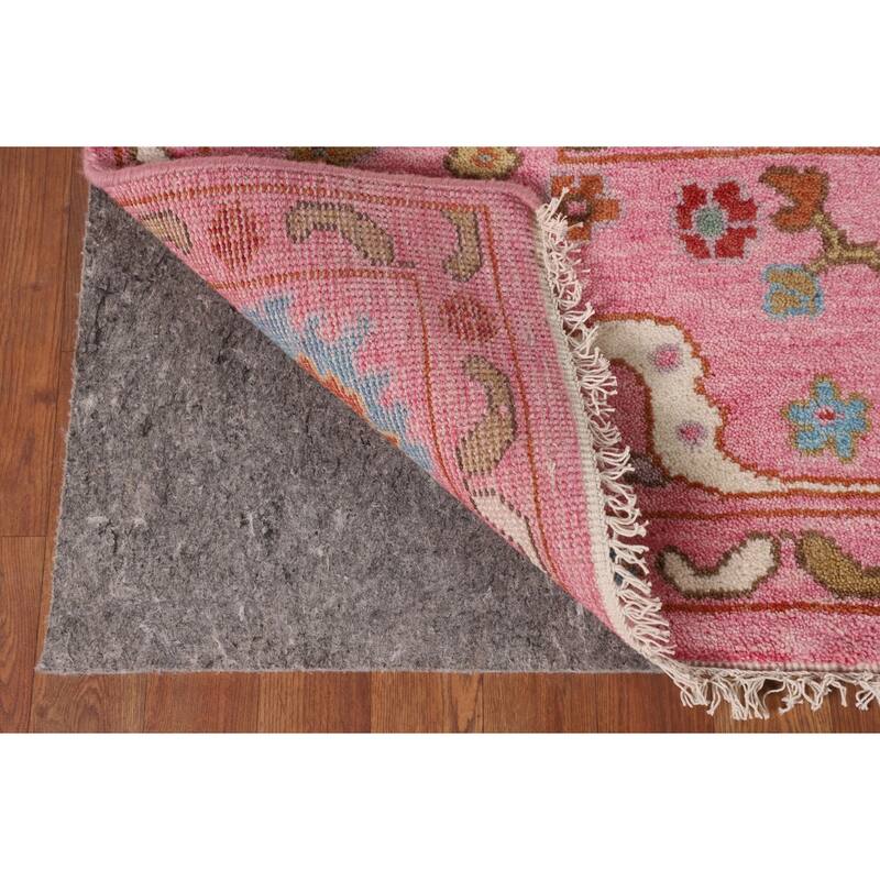 All-Over Pink Oushak Oriental Area Rug Handmade Wool Carpet - 8'10"x 11'10"