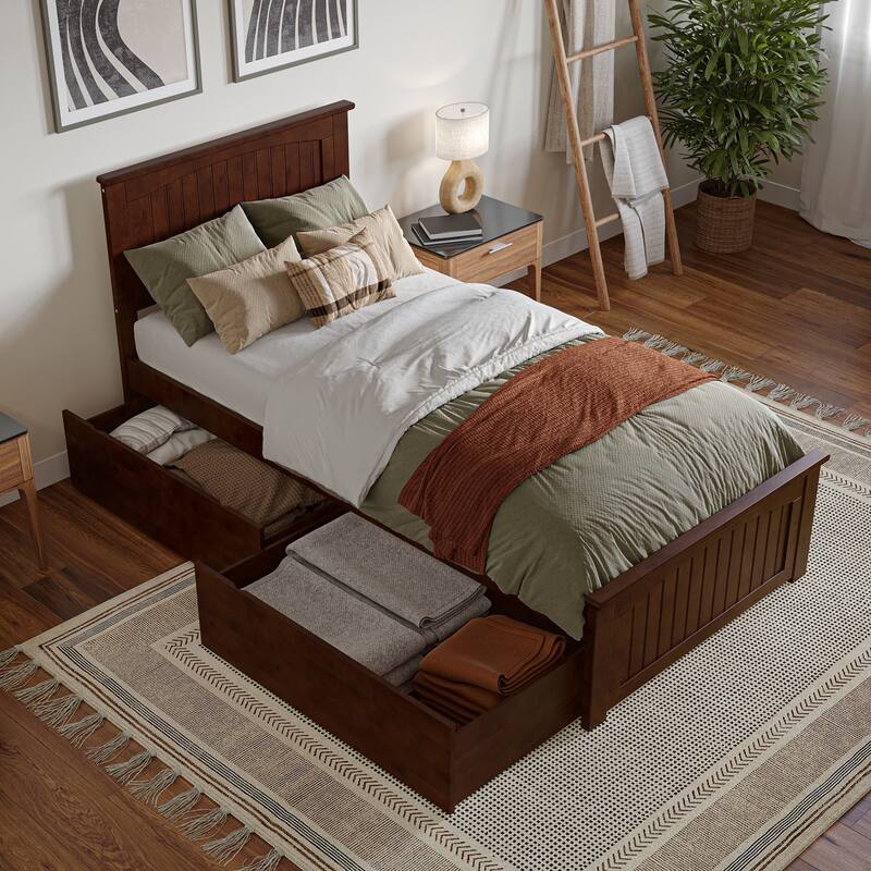 AFI Nantucket Platform Bed with Matching Footboard & Storage Drawers