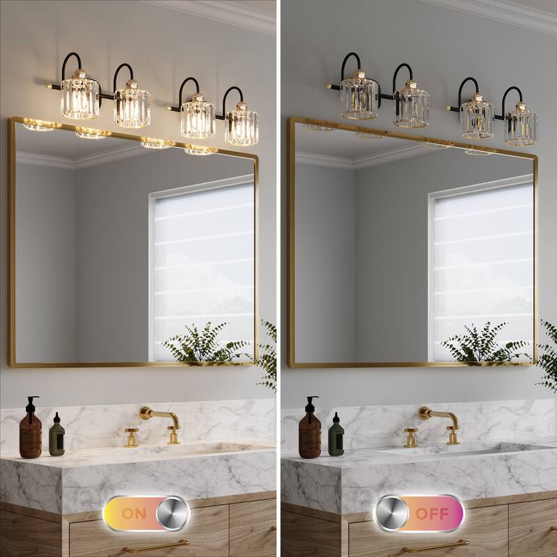 ExBrite Modern Rose Gold Dimmable Bathroom Crystal Vanity Lights