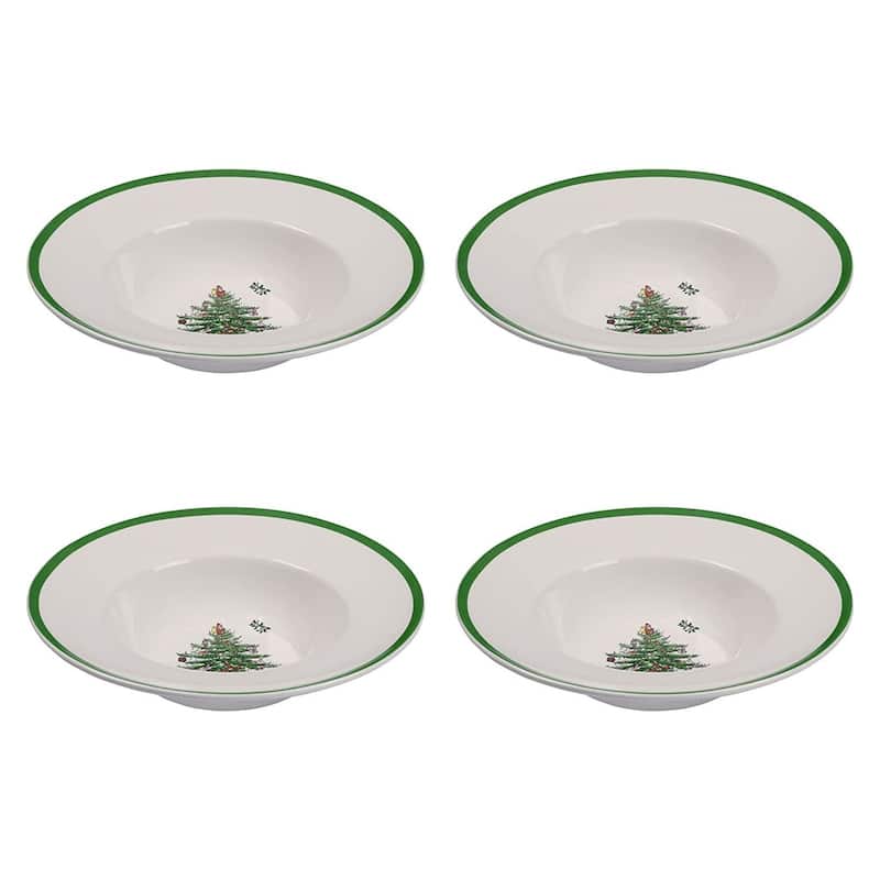 Spode Christmas Tree Set of 4 Pasta Bowls - 10 in - 10 in