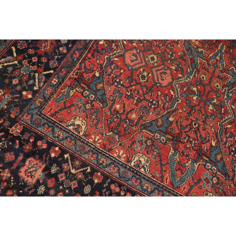Hand Knotted Oriental 100% Wool Carpet Traditional Floral Oranges & Rust Malayer Area Rug - 13' 5'' X 11' 1''