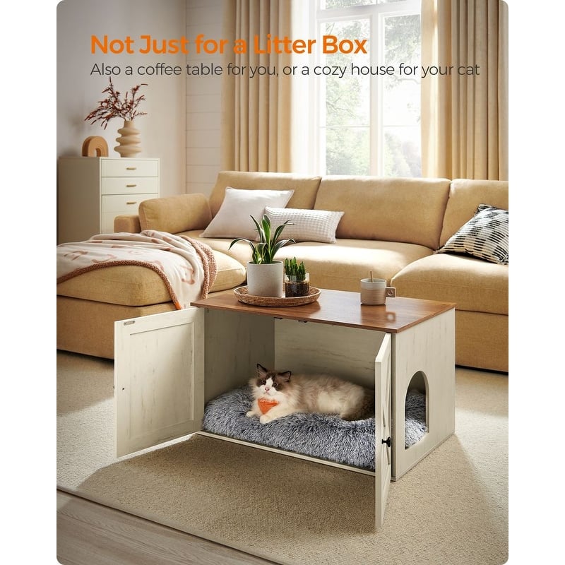 Hidden Cat Litter Box Enclosure, Wooden Cabinet Furniture