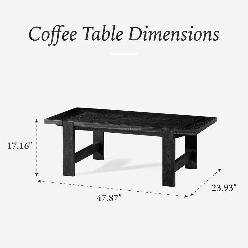 Maven Lane Angelo Rustic Rectangular Wooden Coffee Table in Aged Black
