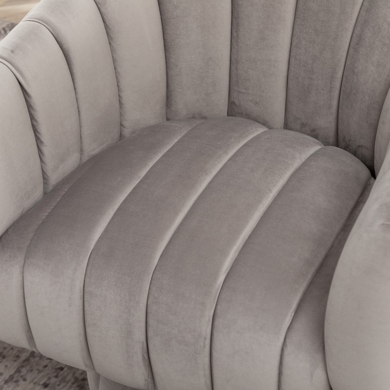 SEYNAR Modern Glam Velvet Upholstered Round Swivel Accent Arm Barrel Chair for Living Room