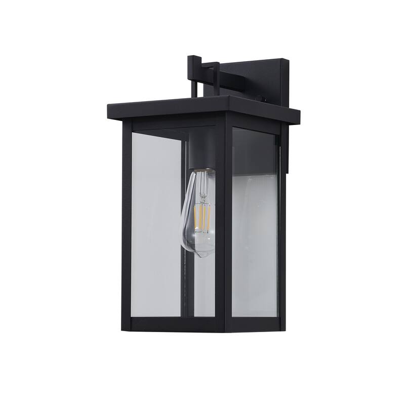 1-Light Matte Black Outdoor Wall Sconce With A Clear Glass Shade
