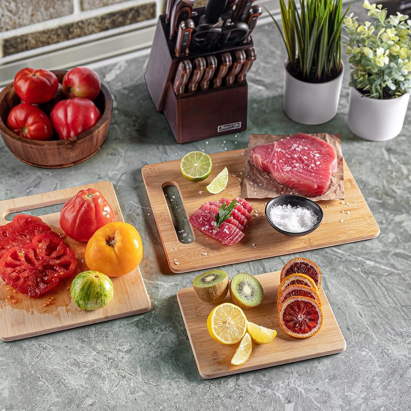 Bamboo Cutting Board Set - Wooden cutting board, Assorted Sizes of Bamboo Wood Cutting Boards & Chopping Board for Kitchen