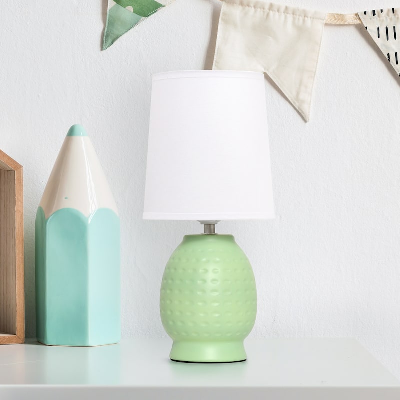 Ceramic Table Lamp with Fabric Shade for Small Spaces - 6 x 6 x 13 in. (L x W x H)