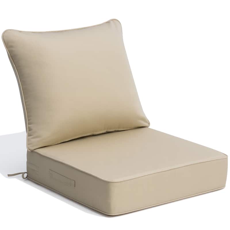 24''Wx24''Dx20''H Patio Premium Sunbrella Outdoor Seat Cushions Set (Seat & Back) - 1PC - CanvasAntiqueBeige