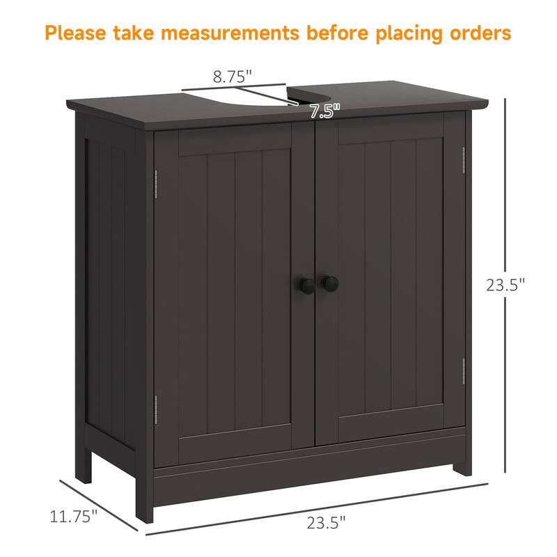 Contemporary Coffee Bathroom Vanity Cabinet with Open Back Design and Adjustable Storage Shelf - 23.5" L x 11.75" W x 23.5" H