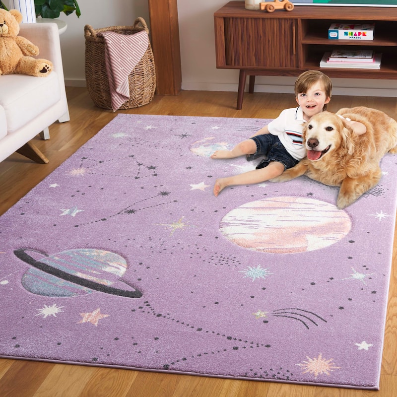 SAFAVIEH Carousel Kids Katre Solar System Rug - 8' x 10' - Purple/Orange