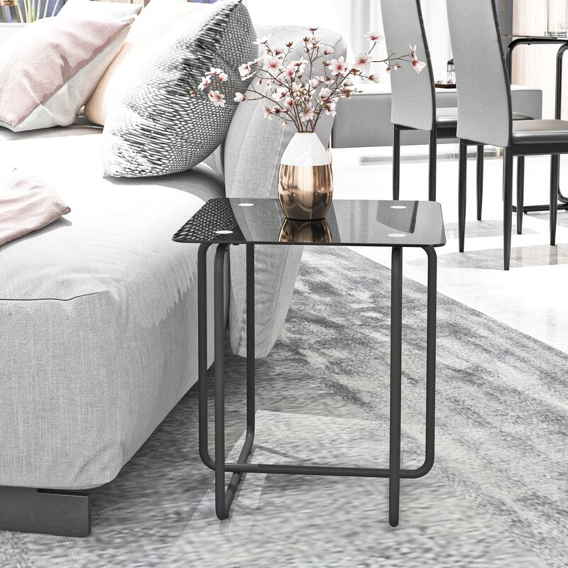Modern Tempered Glass Coffee Table End Table Side Table For Living Room