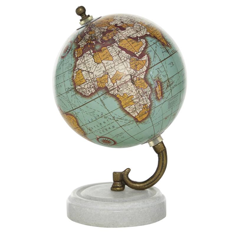 Teal, Black or White Marble Globe with Marble Base